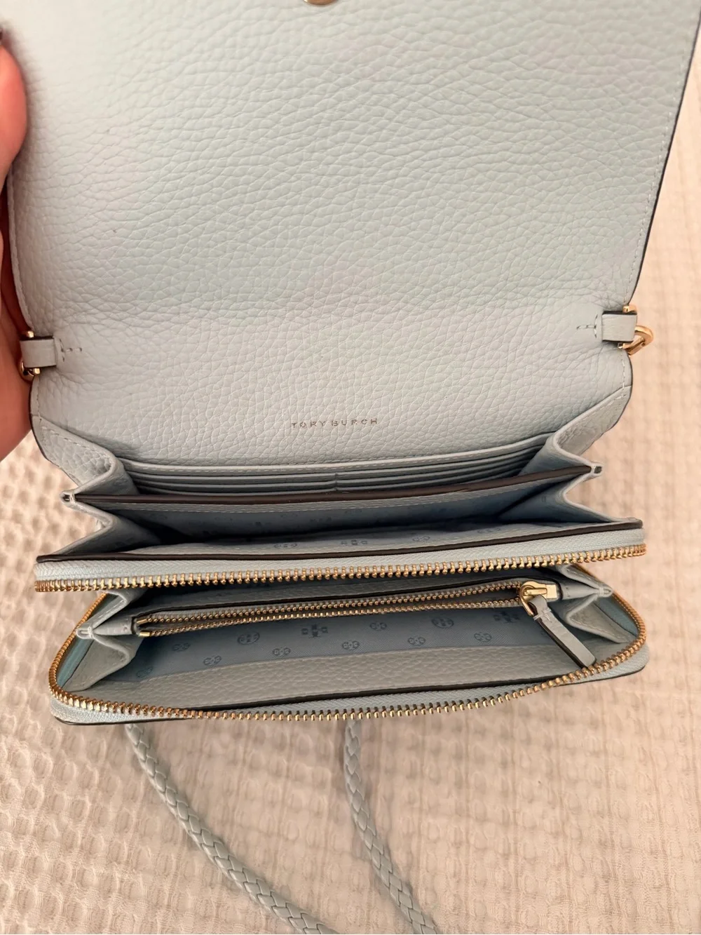 Tory Burch Light Blue Leather Crossbody Bag